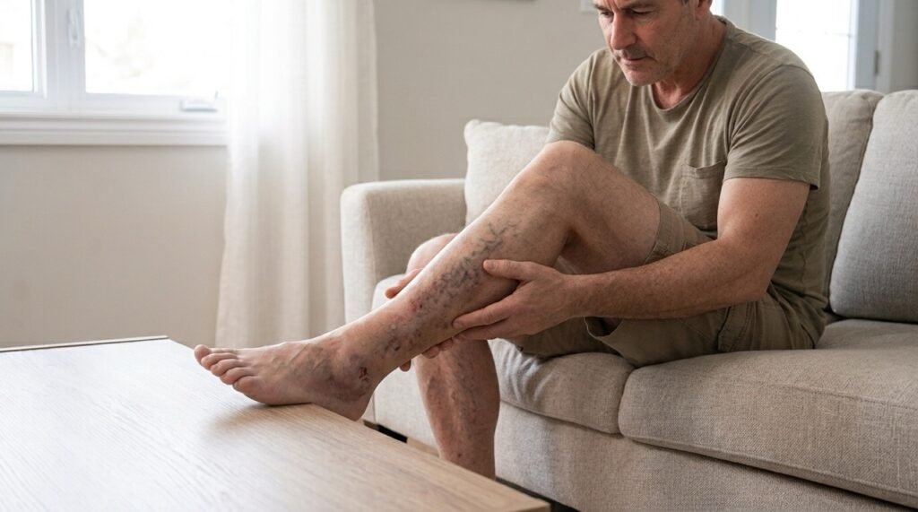 Examen des jambes pour insuffisance veineuse chronique au cabinet du Dr Taous à Tanger
